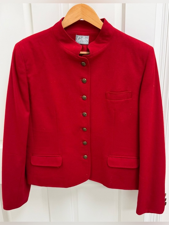 Gallery Jackets & Blazers - 80’s VINTAGE Equestrian 100% Wool Red Austrian Jacket Military Mandarin Blazer M